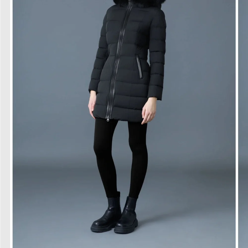Mackage Women's Black Puffer Coat with Fur Hood - Picture 6 of 11
